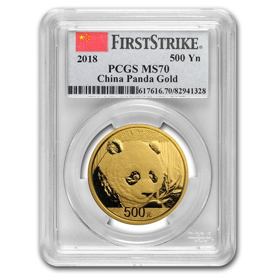 2018 China 30 Gram Gold Panda MS-70 PCGS (FS, Flag Label) 2018 China 30 Gram Gold Panda MS-70 PCGS (FS, Flag Label)
